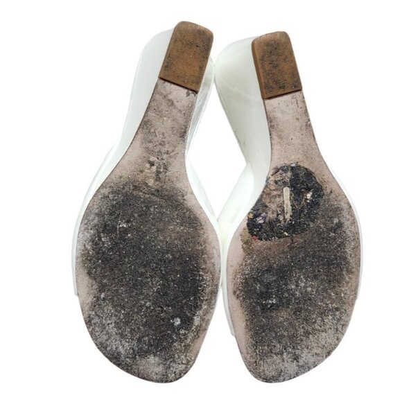 Reformation White Patent Leather Wedge Sandals Women’s Slip On Open Toe Size 6 - Picture 10 of 11